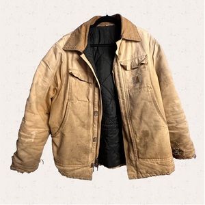 WORN IN Vintage CARHARTT MEN'S Mechanic JACKET Size Large Naturally Distressed